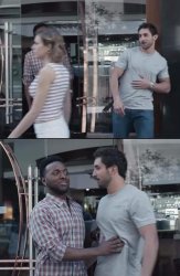 Guy stopping friend from a girl Meme Template