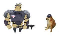 cheems vs buff doge police Meme Template