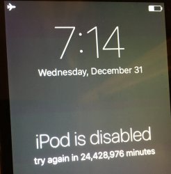 IPod is disabled, try again in 24 million minutes Meme Template