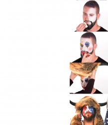 Qanon Shaman Clown Applying Makeup Meme Template