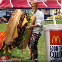 Guy Eating Giant Burger Meme Template