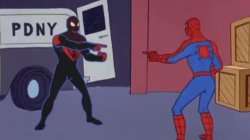Spiderman pointing at other guy Meme Template
