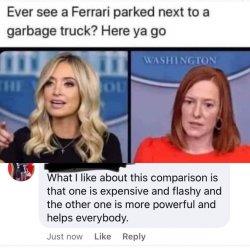 McEnany Psaki Ferrari garbage truck Meme Template
