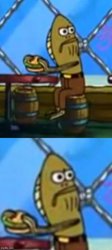 Fred With A Krabby Patty Meme Template