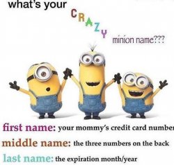 What’s your CRAZY minion name? Meme Template