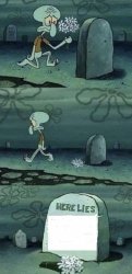 Squiddy "Here lies" Meme Template