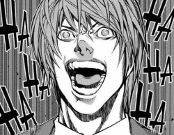 Death Note Light Yagami laugh B/W Meme Template