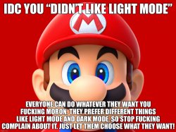 idc you “didn’t like light mode” Mario Meme Template