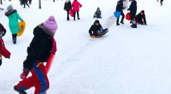 Kids Sledding in Snow Meme Template