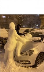 A very.... interesting snow statue Meme Template