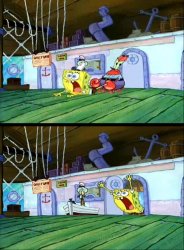 Mr. Krabs dragging Spongebob Meme Template