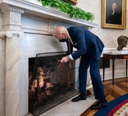 Biden Oval Office fireplace Meme Template