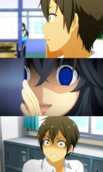 Anime girl watching you Meme Template