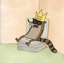 Regular Show Rigby Pizza King Meme Template