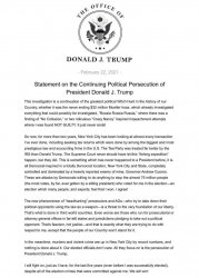 Donald Trump statement on the continuing political persecution Meme Template