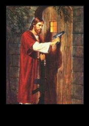 Jesus knocking with gun Meme Template
