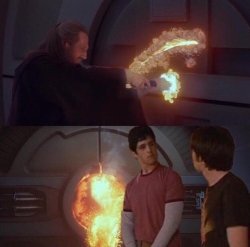 Drake, Why is qui gon cutting into the door? Meme Template