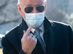 Joe Biden pointing to mask Meme Template