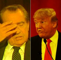 Nixon Trump two impeachable crooks and liars Meme Template