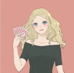LaceyRobbins1 holding poker cards picrew Meme Template