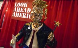 Trump Golden statue look ahead America Meme Template