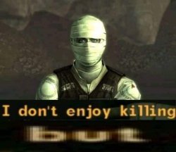 Joshua Graham Fallout New Vegas I don't enjoy killing but Meme Template