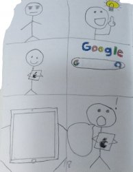 Stick kid searches for belle the Tinkerer in Google Meme Template