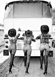 Sexy cowgirls pushing bus Meme Template
