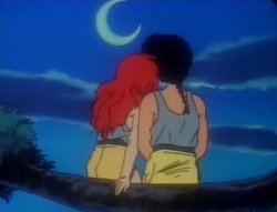 Ranma and Ying Ranma look at the crescent moon Meme Template