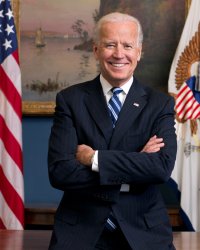 President Biden formal portrait with flag Meme Template