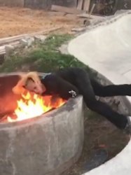 Falling into a fire pit Meme Template