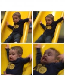 kid falling down slide with top caption area Meme Template