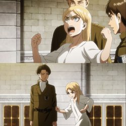 Historia hits Levi AOT Meme Template