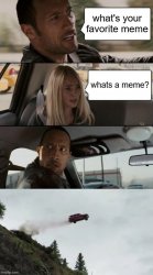 the rock driving off a cliff Meme Template