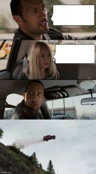 the rock driving off a cliff Meme Template