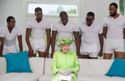 Queen Elizabeth and 5 guys Meme Template