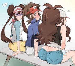 pokemon nate looking at hilda's butt Meme Template
