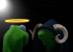 Real Good Kermit & Real Evil Kermit Meme Template