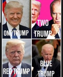 1 trump 2 trump red Trump blue Trump Meme Template