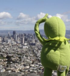 kermit looking over a city Meme Template