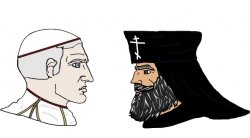 Roman Catholic | Greek Orthodox Chad Meme Template