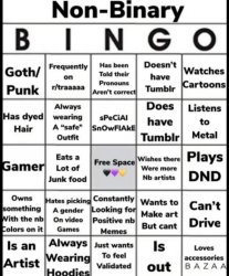 Non-binary bingo♡ Meme Template