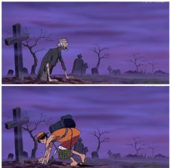 Luffy pushing zombie Meme Template