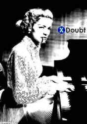 X doubt Lauren Bacall piano deep-fried 2 Meme Template