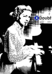 X doubt Lauren Bacall piano deep-fried 3 Meme Template