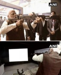 Modi shooting a rifle Meme Template