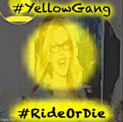 Kylie Yellow gang ride or die Meme Template