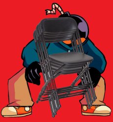 Trying to act strong in 3rd grade by lifting up 5 chairs Meme Template