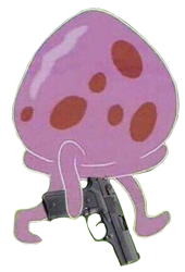 Jellyfish holding a gun Meme Template