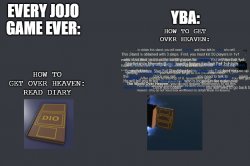 how to get over heaven in jojo games be like Meme Template